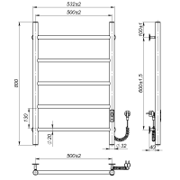 Electric towel dryer Round (800*500,5,Grey,Right,JD03)