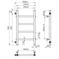 Water towel dryer Round (600*300,4,Grey,Left)
