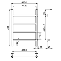 Water towel dryer Round (600*400,4,Black,Lower)