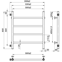 Рушникосушарка водяна Round (600*500,4,Біла,Ліве підключення)