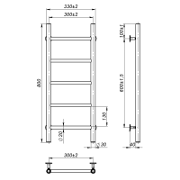 Water towel dryer Round (800*300,5,Black,Lower)