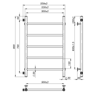 Water towel dryer Round (800*500,5,Grey,Left)