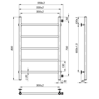 Рушникосушарка водяна Round (800*500,5,Сіра,Праве підключення)