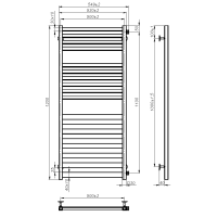 Water towel dryer Silvia (1200*500,17,Black,Right)