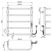 Electric towel dryer Sunny (600*500,5,Grey,Right,JD03)