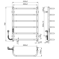 Electric towel dryer Sunny (700*500,6,Grey,Left,JD03)