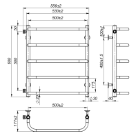 Water towel dryer Sunny (600*500,5,Black,Left)