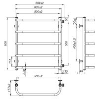 Water towel dryer Sunny (600*500,5,Grey,Right)