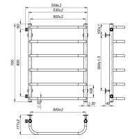 Рушникосушарка водяна Sunny (700*500,6,Біла,Ліве підключення)