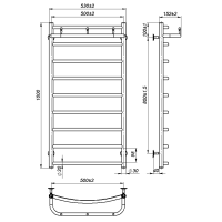 Water towel dryer Sora New (1 000*500,9,Polished,Lower)