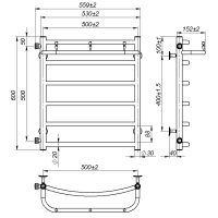 Water towel dryer Sora New (600*500,6,White,Left)