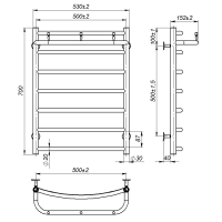 Water towel dryer Sora New (700*500,7,Polished,Lower)