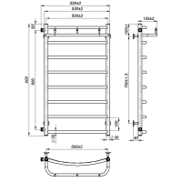 Water towel dryer Sora New (900*500,8,White,Left)