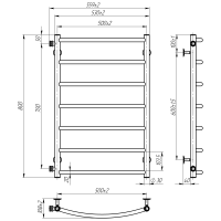 Рушникосушарка водяна Sora (800*500,7,Сіра,Ліве підключення)