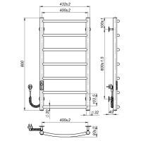 Electric towel dryer Sora (800*400,7,Polished,Left,JD03)