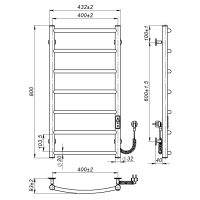 Electric towel dryer Sora (800*400,7,White,Right,JD03)