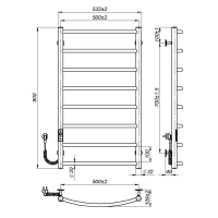 Electric towel dryer Sora (900*500,8,Grey,Left,JD03)