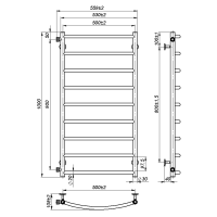 Water towel dryer Sora (1000*500,9,White,Left)