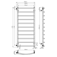 Water towel dryer Sora (1200*500,11,Polished,Left)