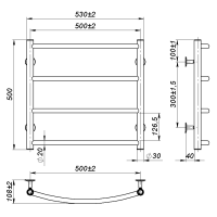 Water towel dryer Sora (500*500,4,Polished,Lower)