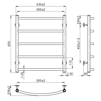 Рушникосушарка водяна Sora (600*500,5,Сіра,Нижнє підключення)