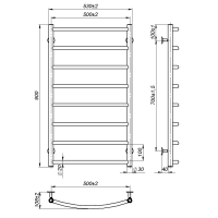 Water towel dryer Sora (900*500,8,White,Lower)