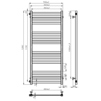 Water towel dryer Sirius (1200*500,16,Polished,Left)