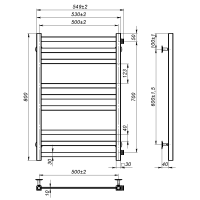 Water towel dryer Sirius (800*500,9,Grey,Right)