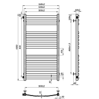 Water towel dryer Vega (1000*500,15,Polished,Left)