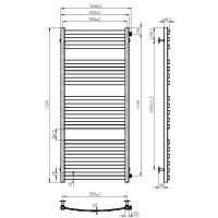 Water towel dryer Vega (1200*500,18,Black,Right)